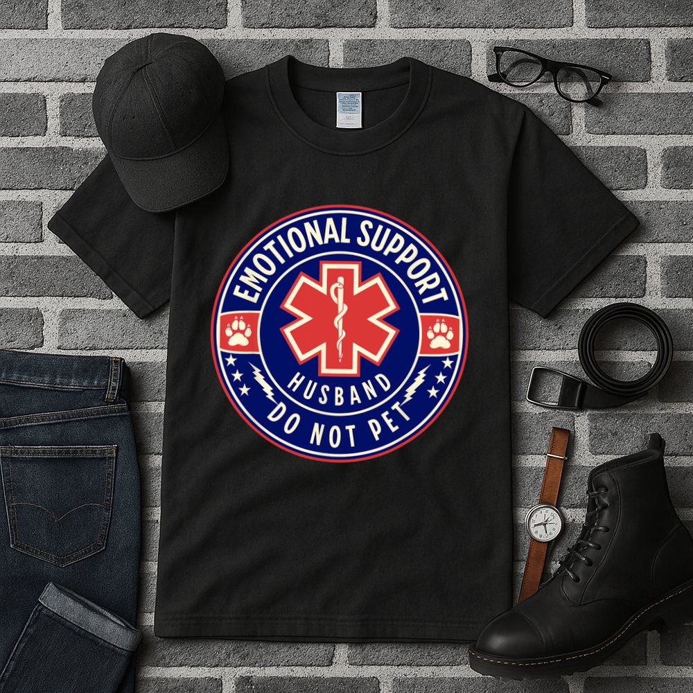 Emotional Support Husband Do Not Pet Service Dog Love Humor Tall T-Shirt