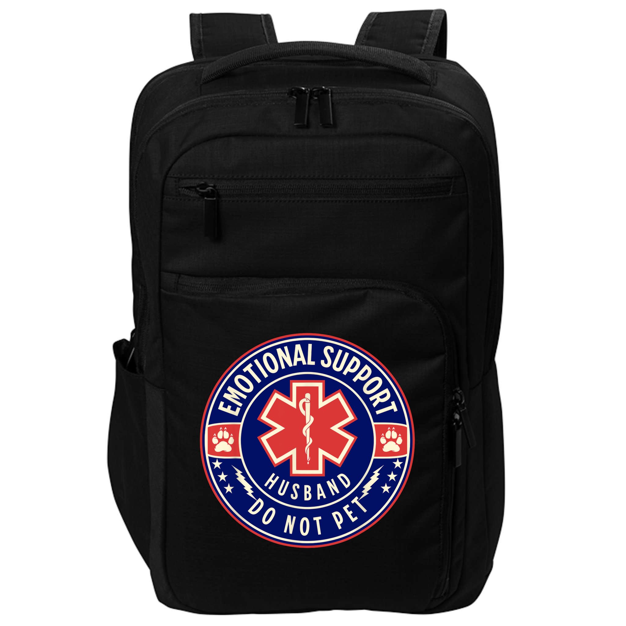 Emotional Support Husband Do Not Pet Service Dog Love Humor Impact Tech Backpack