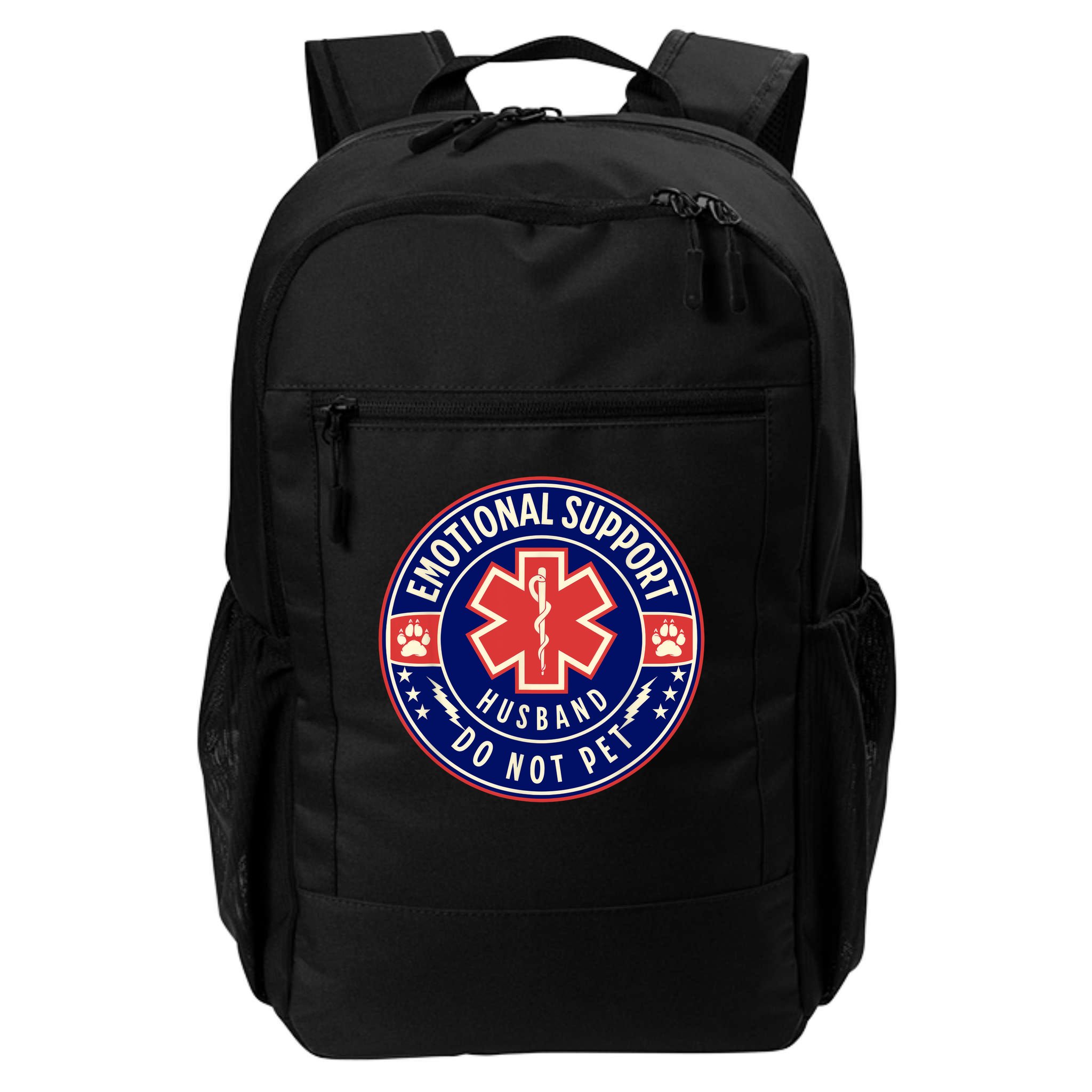 Emotional Support Husband Do Not Pet Service Dog Love Humor Backpack
