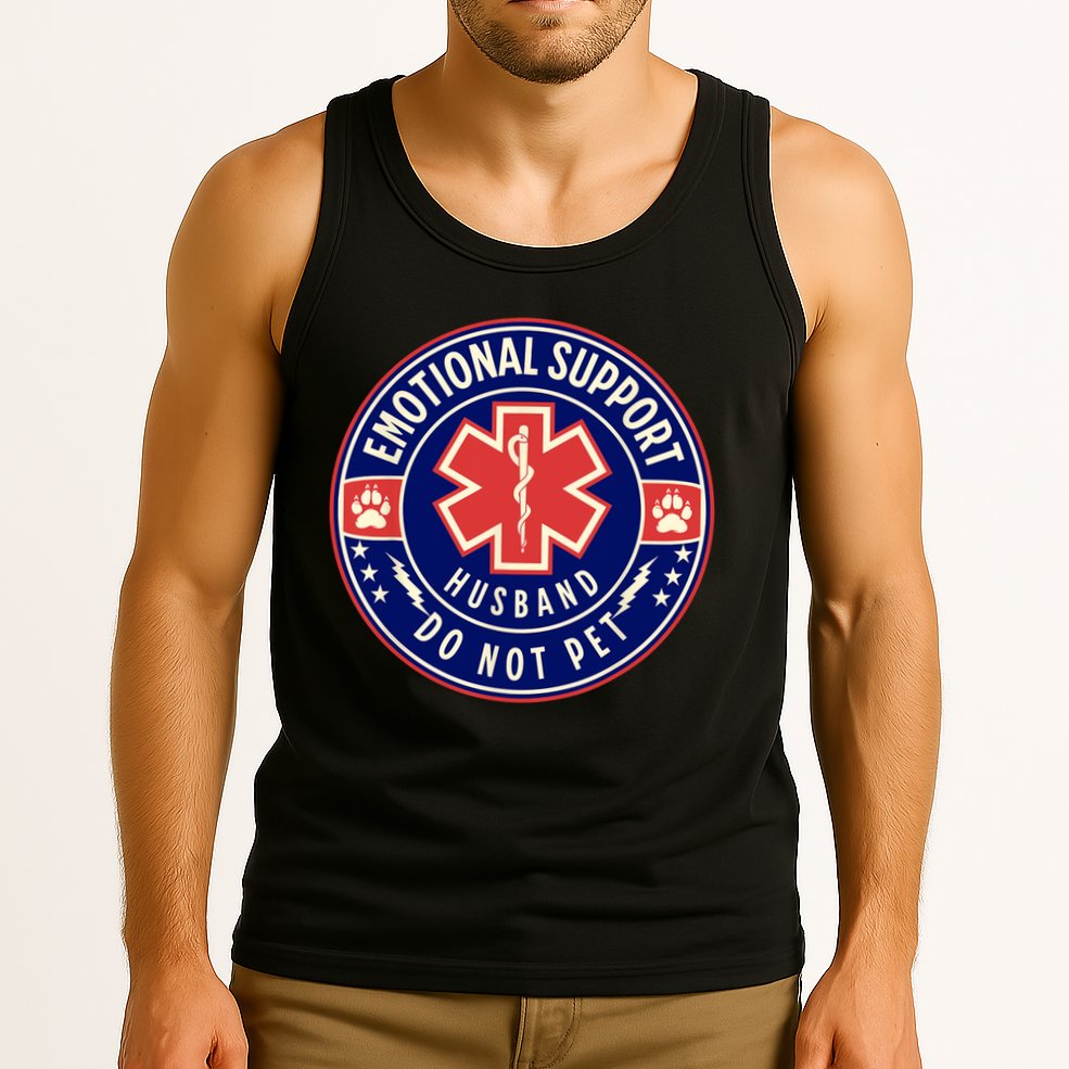 Emotional Support Husband Do Not Pet Service Dog Love Humor Tank Top