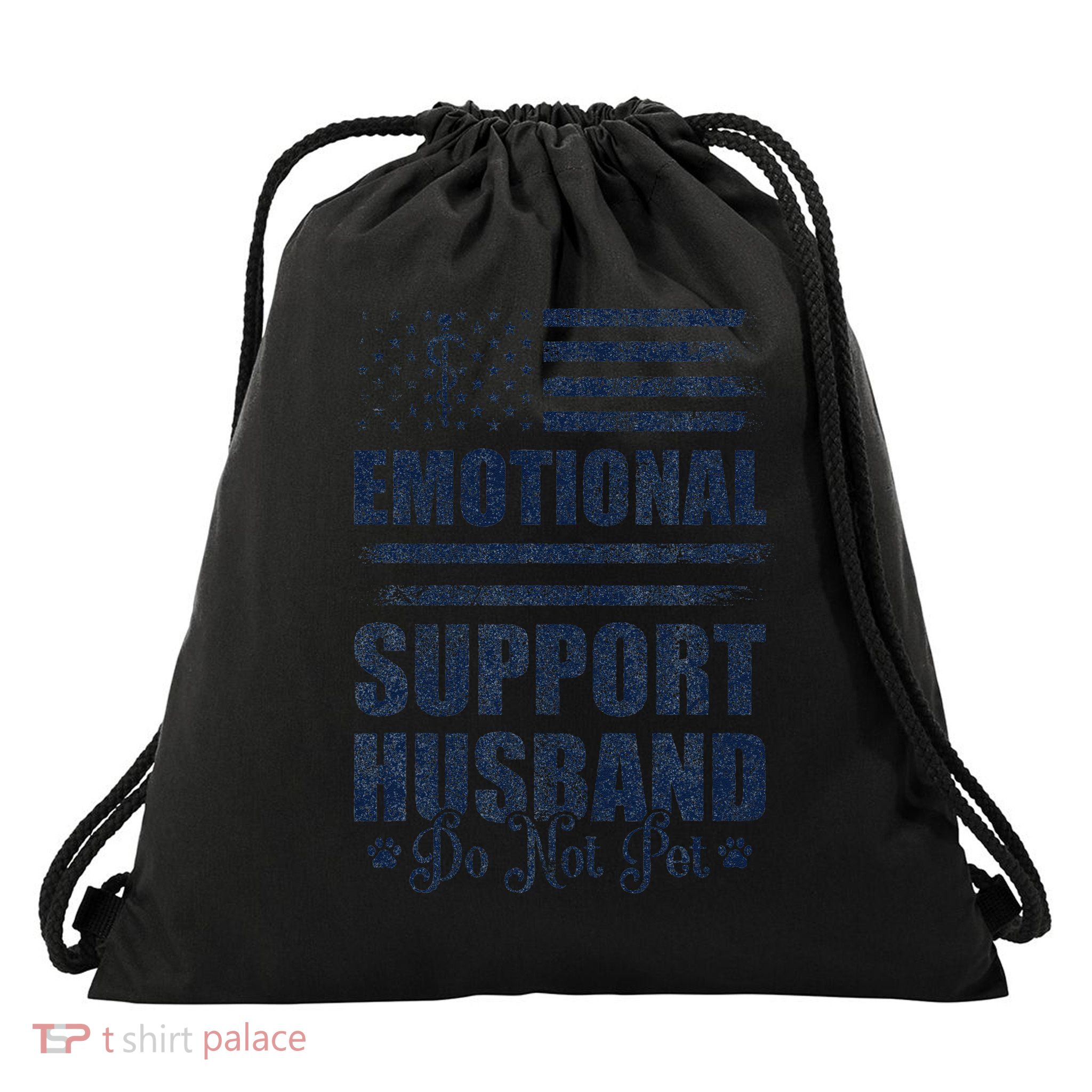 Emotional Support Husband Do Not Pet - Vintage American Drawstring Bag