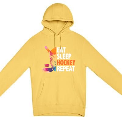 Eat Sleep Hockey Repeat Ice Hockey Player Gear Lover Meaningful Gift Premium Pullover Hoodie