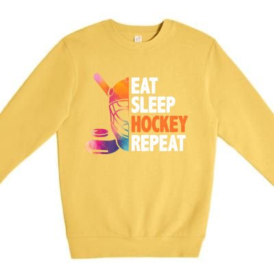 Eat Sleep Hockey Repeat Ice Hockey Player Gear Lover Meaningful Gift Premium Crewneck Sweatshirt