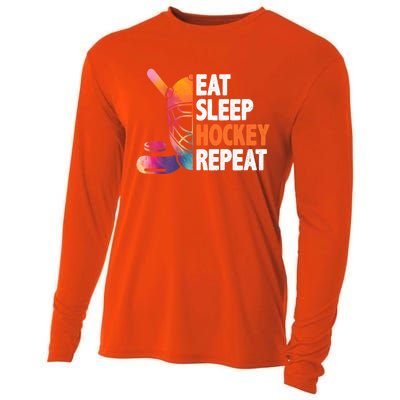 Eat Sleep Hockey Repeat Ice Hockey Player Gear Lover Meaningful Gift Cooling Performance Long Sleeve Crew