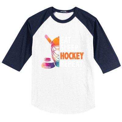 Eat Sleep Hockey Repeat Ice Hockey Player Gear Lover Meaningful Gift Baseball Sleeve Shirt