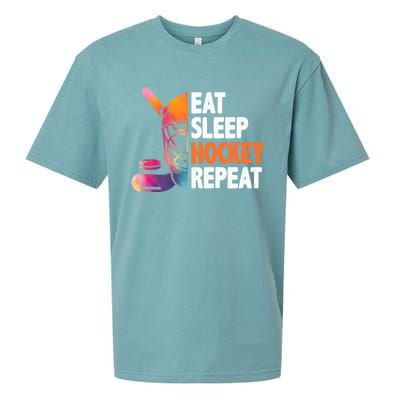 Eat Sleep Hockey Repeat Ice Hockey Player Gear Lover Meaningful Gift Sueded Cloud Jersey T-Shirt