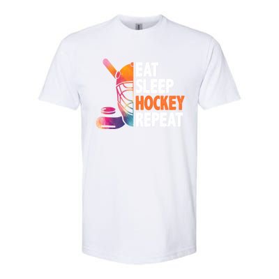 Eat Sleep Hockey Repeat Ice Hockey Player Gear Lover Meaningful Gift Softstyle CVC T-Shirt