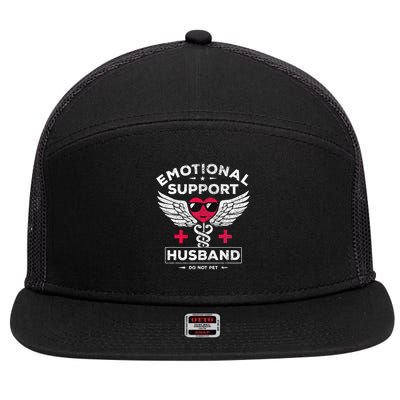 Emotional Support Husband Do Not Pet 7 Panel Mesh Trucker Snapback Hat