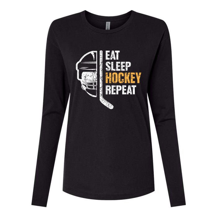 Eat Sleep Hockey Repeat Great Gift For Hockey Players Womens Cotton Relaxed Long Sleeve T-Shirt