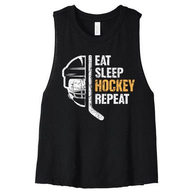 Eat Sleep Hockey Repeat Great Gift For Hockey Players Women's Racerback Cropped Tank