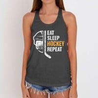 Eat Sleep Hockey Repeat Great Gift For Hockey Players Women's Knotted Racerback Tank