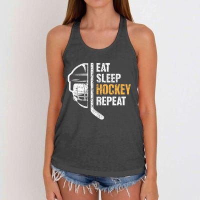 Eat Sleep Hockey Repeat Great Gift For Hockey Players Women's Knotted Racerback Tank