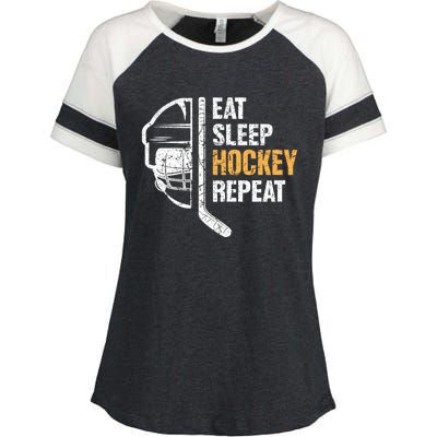 Eat Sleep Hockey Repeat Great Gift For Hockey Players Enza Ladies Jersey Colorblock Tee