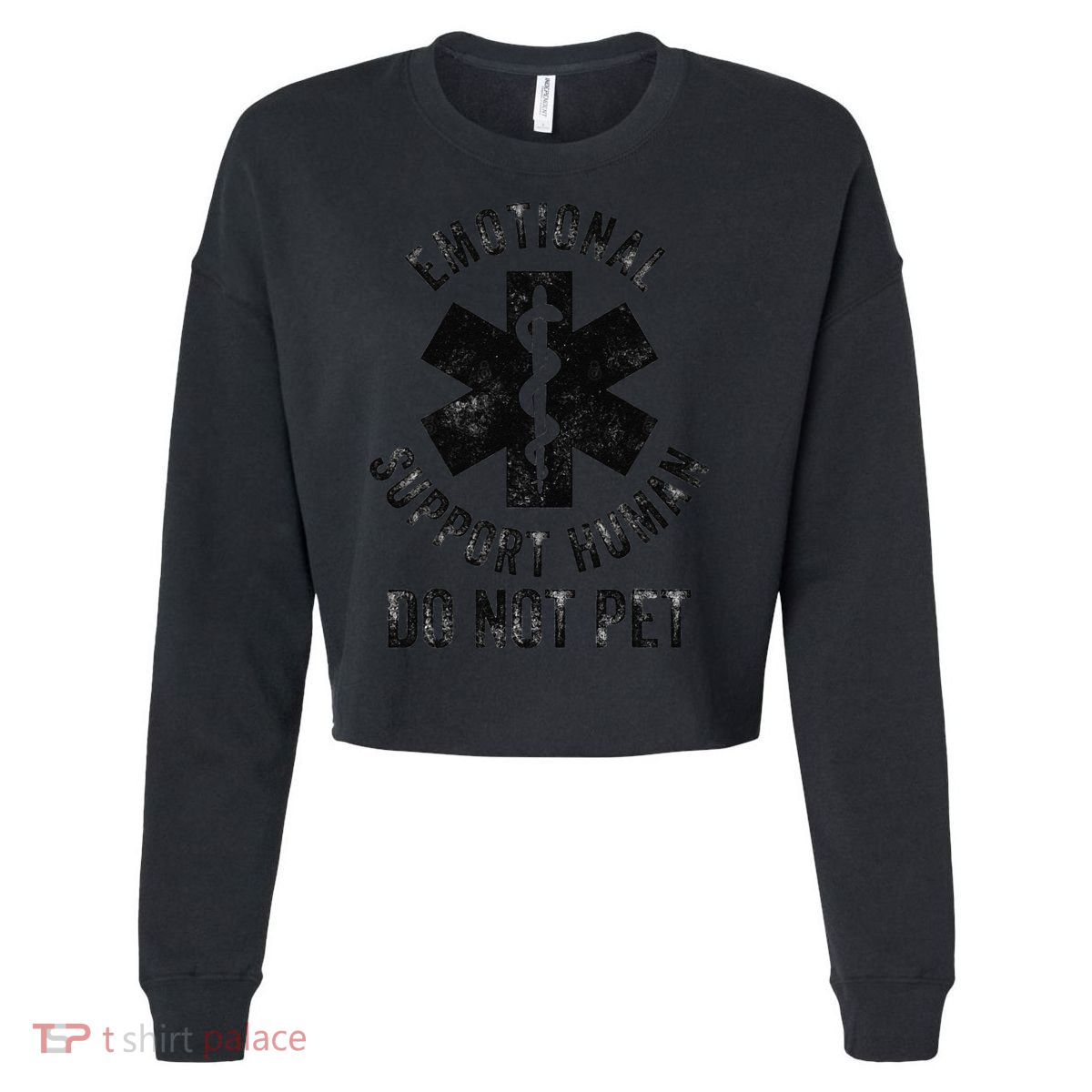 Emotional Support Husband Do Not Pet Cropped Pullover Crew
