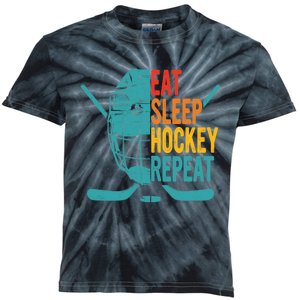 Eat Sleep Hockey Repeat Hockey Funny Ice Hockey Kids Tie-Dye T-Shirt