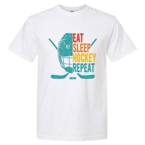 Eat Sleep Hockey Repeat Hockey Funny Ice Hockey Garment-Dyed Heavyweight T-Shirt