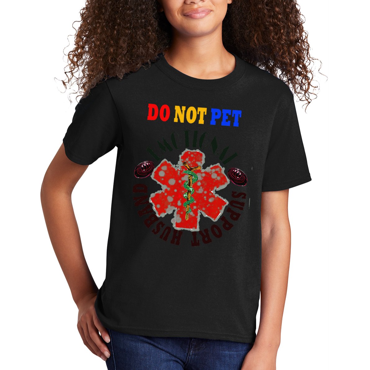 Emotional Support Husband Do Not Pet Kids T-Shirt