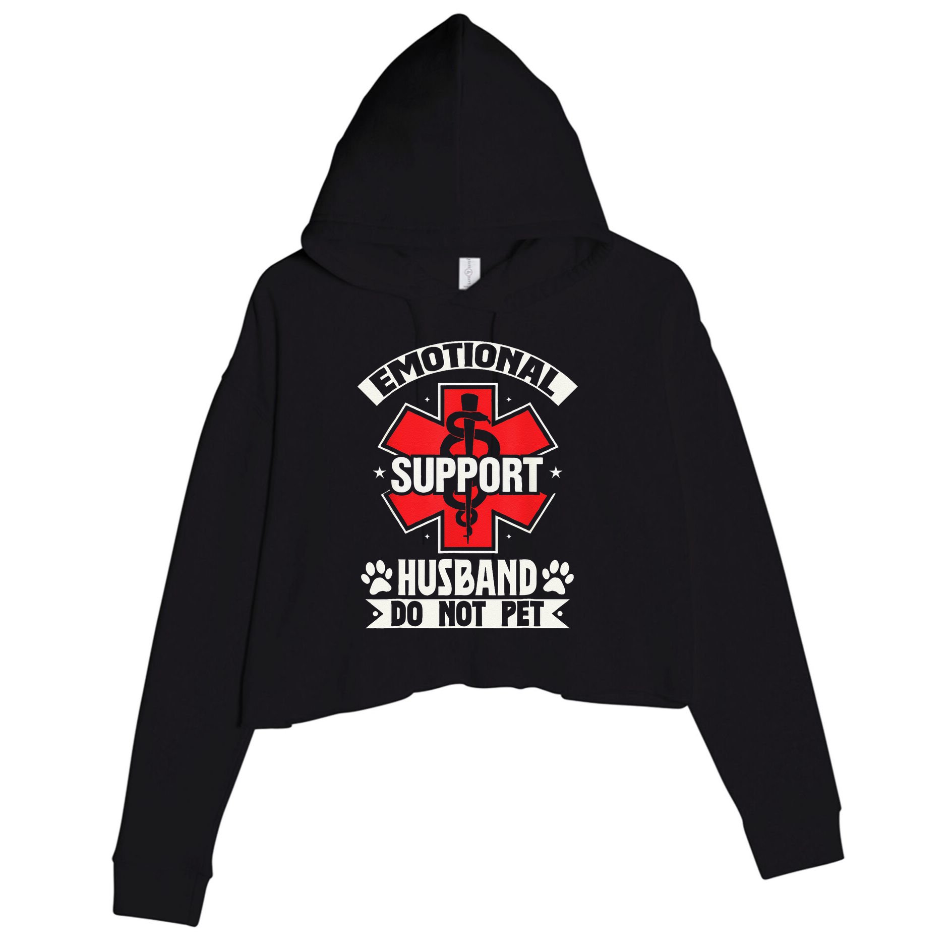 Emotional Support Husband Do Not Pet Meme Crop Fleece Hoodie