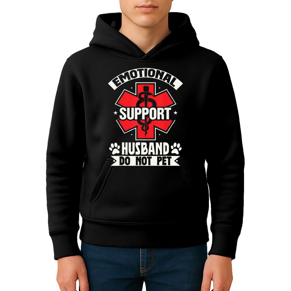 Emotional Support Husband Do Not Pet Meme Kids Hoodie