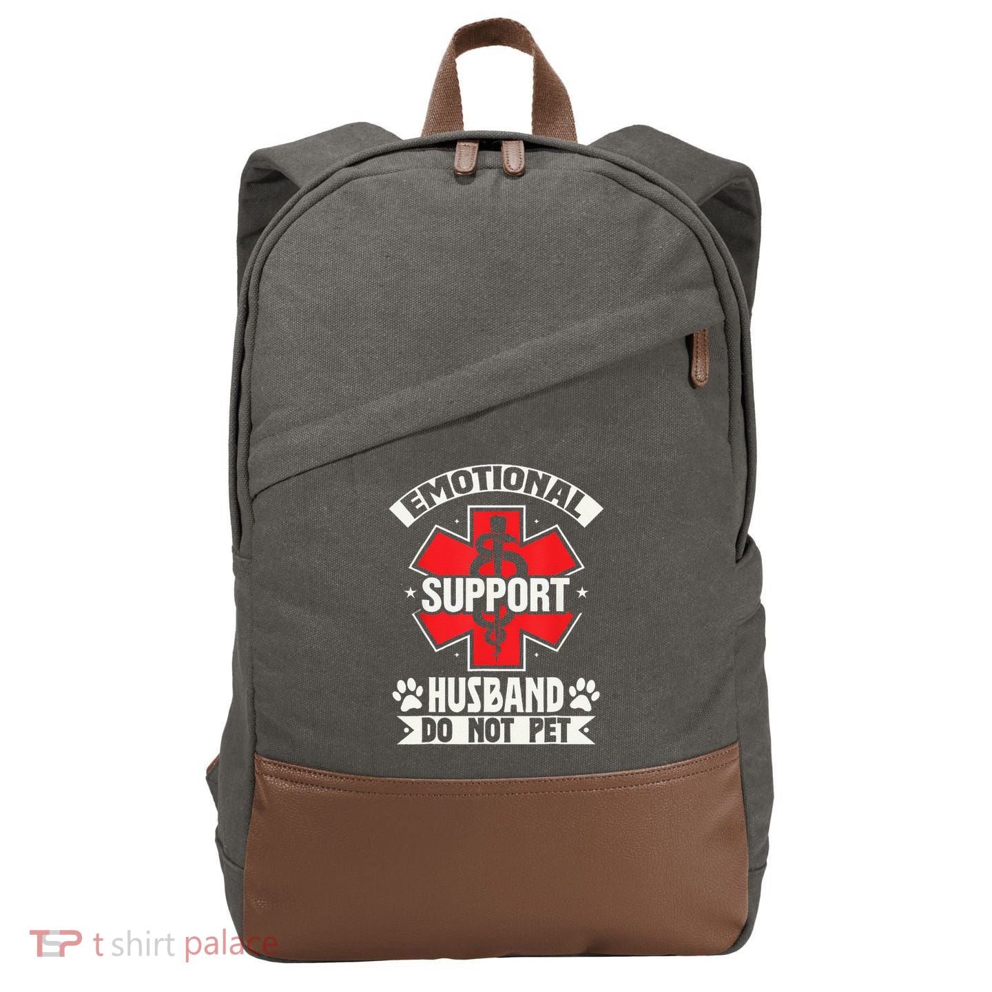 Emotional Support Husband Do Not Pet Meme Cotton Canvas Backpack