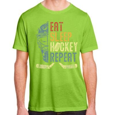 Eat Sleep Hockey Repeat  Ice Hockey Retro Vintage Adult ChromaSoft Performance T-Shirt