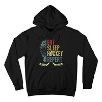 Eat Sleep Hockey Repeat  Ice Hockey Retro Vintage Hoodie