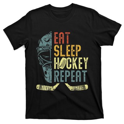 Eat Sleep Hockey Repeat  Ice Hockey Retro Vintage T-Shirt