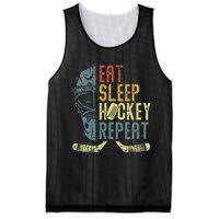 Eat Sleep Hockey Repeat  Ice Hockey Retro Vintage Mesh Reversible Basketball Jersey Tank