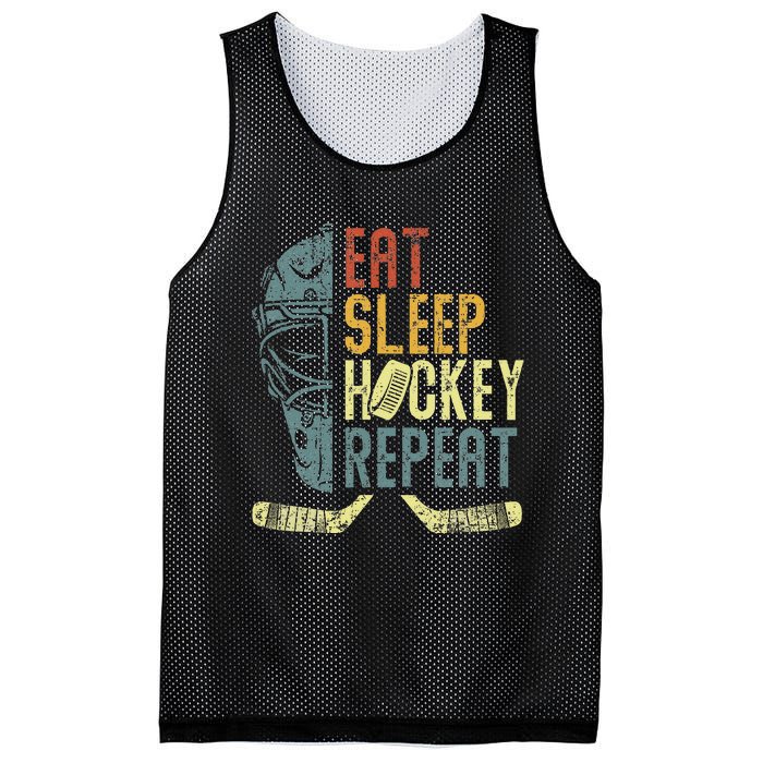 Eat Sleep Hockey Repeat  Ice Hockey Retro Vintage Mesh Reversible Basketball Jersey Tank