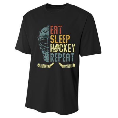 Eat Sleep Hockey Repeat  Ice Hockey Retro Vintage Performance Sprint T-Shirt