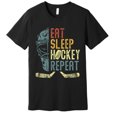 Eat Sleep Hockey Repeat  Ice Hockey Retro Vintage Premium T-Shirt