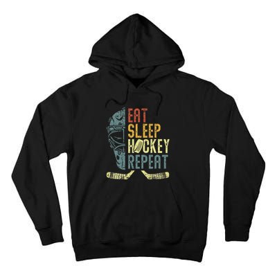 Eat Sleep Hockey Repeat  Ice Hockey Retro Vintage Tall Hoodie