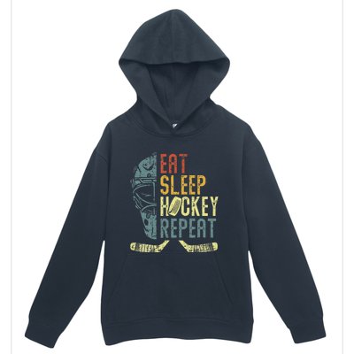 Eat Sleep Hockey Repeat  Ice Hockey Retro Vintage Urban Pullover Hoodie