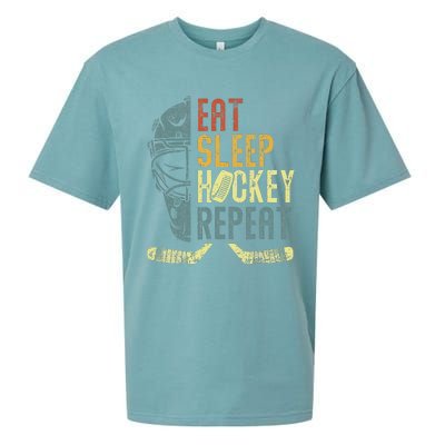 Eat Sleep Hockey Repeat  Ice Hockey Retro Vintage Sueded Cloud Jersey T-Shirt