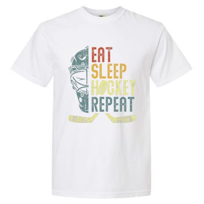 Eat Sleep Hockey Repeat  Ice Hockey Retro Vintage Garment-Dyed Heavyweight T-Shirt