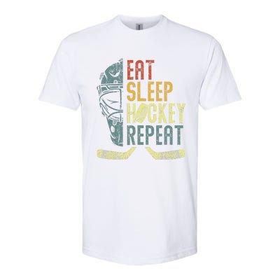 Eat Sleep Hockey Repeat  Ice Hockey Retro Vintage Softstyle CVC T-Shirt