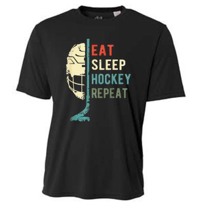 Eat Sleep Hockey Repeat Hockey Funny Ice Hockey Cooling Performance Crew T-Shirt