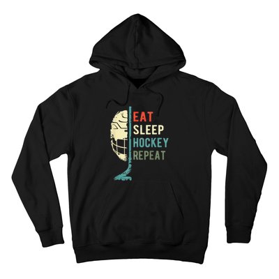 Eat Sleep Hockey Repeat Hockey Funny Ice Hockey Hoodie