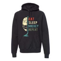 Eat Sleep Hockey Repeat Hockey Funny Ice Hockey Premium Hoodie