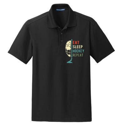 Eat Sleep Hockey Repeat Hockey Funny Ice Hockey Dry Zone Grid Polo