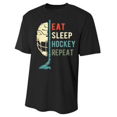 Eat Sleep Hockey Repeat Hockey Funny Ice Hockey Performance Sprint T-Shirt