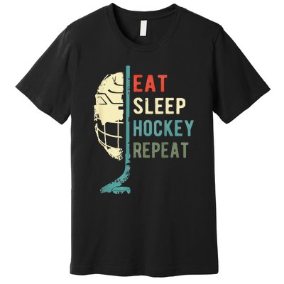 Eat Sleep Hockey Repeat Hockey Funny Ice Hockey Premium T-Shirt