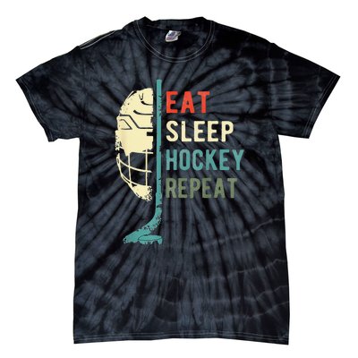 Eat Sleep Hockey Repeat Hockey Funny Ice Hockey Tie-Dye T-Shirt