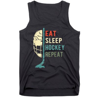 Eat Sleep Hockey Repeat Hockey Funny Ice Hockey Tank Top