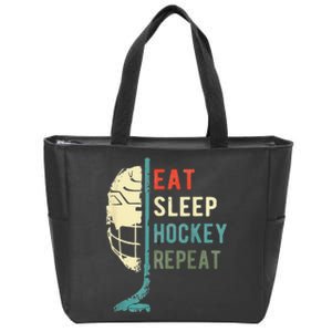 Eat Sleep Hockey Repeat Hockey Funny Ice Hockey Zip Tote Bag