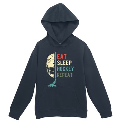 Eat Sleep Hockey Repeat Hockey Funny Ice Hockey Urban Pullover Hoodie