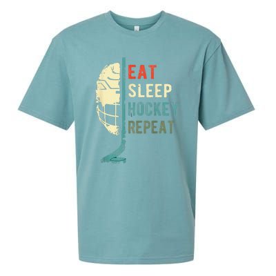 Eat Sleep Hockey Repeat Hockey Funny Ice Hockey Sueded Cloud Jersey T-Shirt