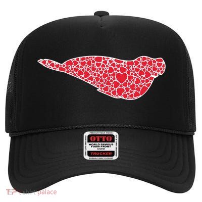 Elephant Seal Hearts Valentine's Day Pup Lover Gift Cute Gift High Crown Mesh Back Trucker Hat