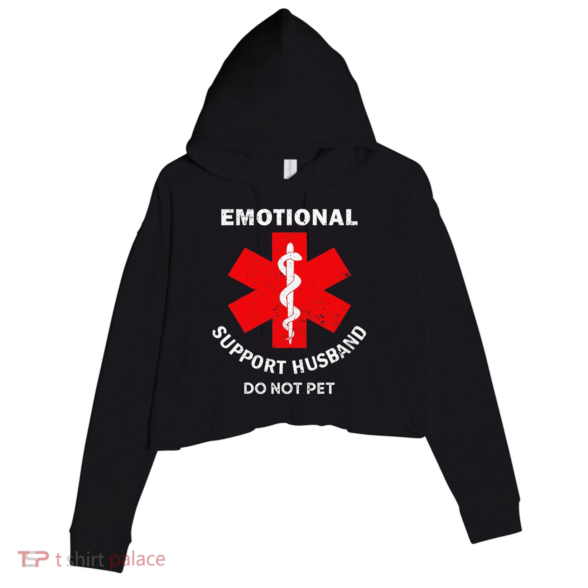 Emotional Support Husband Do Not Pet Crop Fleece Hoodie
