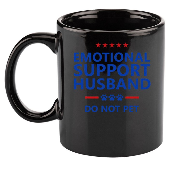 Emotional Support Husband Do Not Pet - Funny Husband 11oz C Handle Ceramic Mug